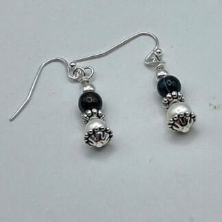 Onyx and pearl earrings