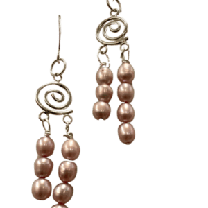 Pink pearl swirl earrings