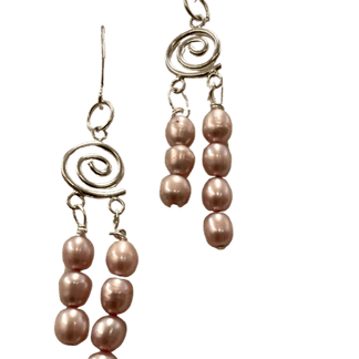 Pink pearl swirl earrings