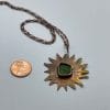 Copper Sun sea glass pendant, size