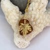 Amber brown sea glass necklace with leaf