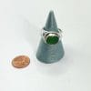 Green sea glass crossover ring, size