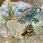 White Sea Glass in Gold