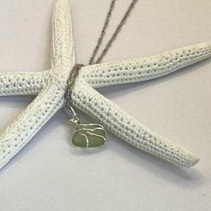 Petite green sea glass necklace