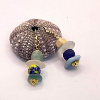Multicolor sea glass dangle earrings