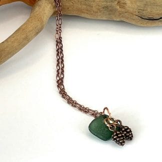 Sea Glass Pine Cone necklace