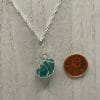 Teal wire wrapped sea glass necklace, size