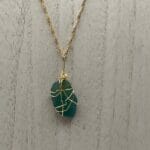 Aqua sea glass gold necklace