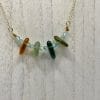 Amber and Green Sea Glass Necklace, close up