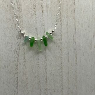 Green and Silver Sea Glass Necklace
