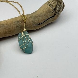 Aqua sea glass necklace