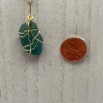 Teal Sea glass necklace in gold - Image 3