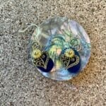 Blue sea glass earrings, with gold hearts, , #17