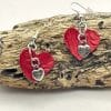 Red leather heart earrings, #13