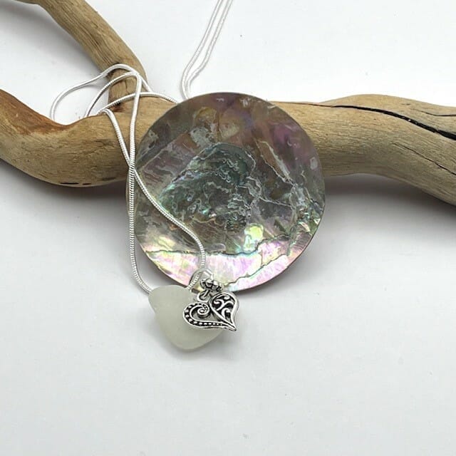 Sea glass heart necklace , #7