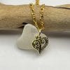 Heart sea glass necklace with gold heart