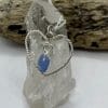 Sterling silver wire heart with blue sea glass necklace, #3