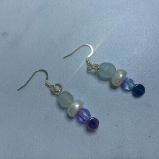 Pearls, garnet and glass bead dangles