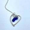 Sterling silver heart with blue sea glass