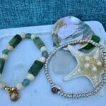 Beachy bracelet silver, and 8 (green and white)
