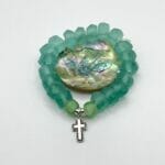 Gree recycled glass bead bracelet with cross