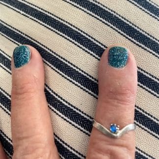 Blue spinel sterling silver wave ring