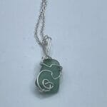 Light teal silver wire wrap necklace