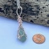Aqua sea glass beaded wire wrap necklace