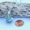 Heart shaped aqua sea glass necklace, size