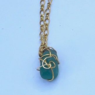 Oblong teal sea glass necklace