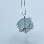 Sterling silver aqua prong pendant, reverse