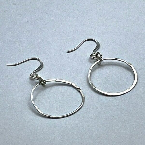 Hammered sterling silver circle earrings