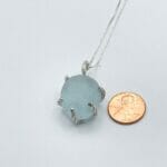 Sterling silver aqua prong pendant, size