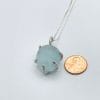 Sterling silver aqua prong pendant, size