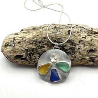 Tricolor Sterling Silver Sea Glass Necklace