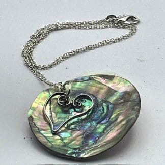 Silver heart swirls closeup necklace
