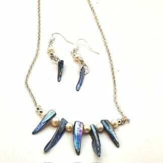 Mother of Pearl talons and Pearl Necklace Set