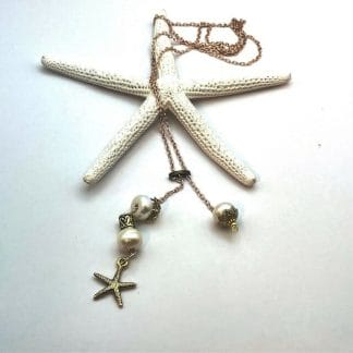 Pearl lariat with gold chain & starfish