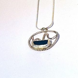 Sterling Silver Blue Sea Glass Necklace, size