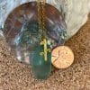 Aqua sea glass necklace on gold bail, size