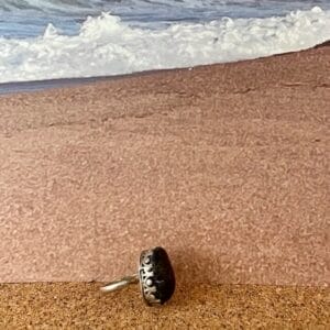 Brown sea glass ring in silver