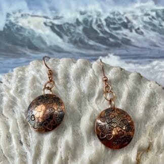 Copper heart dome earrings