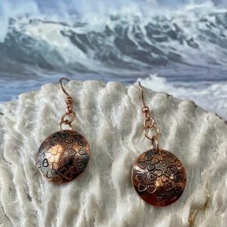 Copper heart dome earrings