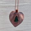 Copper heart green sea glass necklace, view