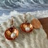 Copper pearl earrings, size