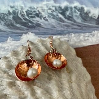 Copper pearl earrings