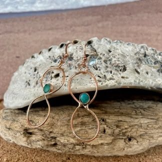 Copper turquoise infinity earrings