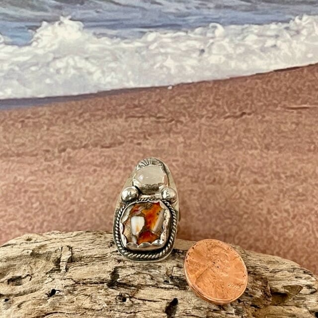 Mojave Turquoise and Moonstone Silver Ring - Image 2