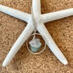 Sterling silver circle necklace with pastel sea glass, view