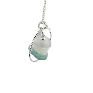 Stacked sea glass in silver necklace